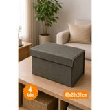 Emma Oliwia 4 Adet Antrasit Kapaklı Dolap İçi Düzenleyici, Katlanabilir Kıyafet Saklama Kutusu, Raf Düzenleyici Organizer Large 40x20x20cm