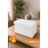 Emma Oliwia 4 Adet Beyaz Kapaklı Dolap İçi Düzenleyici, Katlanabilir Kıyafet Saklama Kutusu, Raf Düzenleyici Organizer Large 40x20x20cm