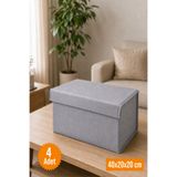Emma Oliwia 4 Adet Gri Kapaklı Dolap İçi Düzenleyici, Katlanabilir Kıyafet Saklama Kutusu, Raf Düzenleyici Organizer Large 40x20x20cm