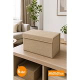 Emma Oliwia 6 Adet Bej Kapaklı Dolap İçi Düzenleyici, Katlanabilir Kıyafet Saklama Kutusu, Raf Düzenleyici Organizer Large 40x20x20cm