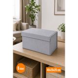 Emma Oliwia 6 Adet Gri Kapaklı Dolap İçi Düzenleyici, Katlanabilir Kıyafet Saklama Kutusu, Raf Düzenleyici Organizer Large 40x20x20cm