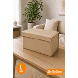 Emma Oliwia Bej Kapaklı Dolap İçi Düzenleyici, Katlanabilir Kıyafet Saklama Kutusu, Raf Düzenleyici Organizer Large 40x20x20cm