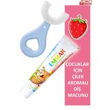 Emmak Çilek Aromalı Diş Macunu 75ml Lyra Professional U Şeklinde Çocuk Diş Fırçası Mavi