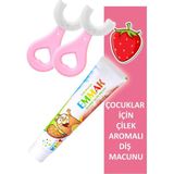 Emmak Çilek Aromalı Diş Macunu 75ML + Lyra Professional U Şeklinde Çocuk Diş Fırçası Pembe 2 Adet