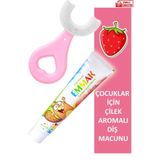 Emmak Çilek Aromalı Diş Macunu 75ML + Lyra Professional U Şeklinde Çocuk Diş Fırçası Pembe