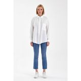 Emmas Clothing Yeni Sezon Kadın Düşük Omuz Oversize Gömlek - 001-Beyaz