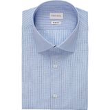 Emnana Mavi Kareli Kısa Kollu Slim Fit Gömlek - 38 - Mavi - Beyaz