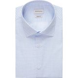 Emnana Mavi Kareli Kısa Kollu Slim Fit Gömlek - 41 - Açık Mavi