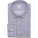 Emnana Mavi Kareli Slim Fit Gömlek - 43 - Mavi - Beyaz