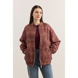 Emnora Etnik Desen Kapitone Bomber Mont Bordo - L - XL