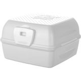 Emofom 3 Bölmeli Lunch Box Beslenme Kabı + Çatal Kaşık Seti - Beyaz
