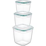 Emofom (3'lü Set) Fresh Box Toplam 6700 ml Hava Geçirmez & Sıvı Sızdırmaz Saklama Kabı Lunch Box - Şeffaf