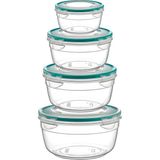 Emofom (4'lü Set) Fresh Box (200 - 500 - 800 - 1500 ml) Hava Geçirmez & Sıvı Sızdırmaz Saklama Kabı - Şeffaf