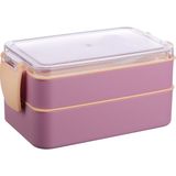 Emofom Fely 900 ml Beslenme Kabı Seti & Saklama Kabı & Lunch Box - Krem Rengi - Mor