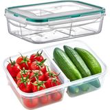 Emofom Fresh Box 2 Bölmeli Saklama Kabı 1000 ml Hava Geçirmez & Sıvı Sızdırmaz Beslenme Kabı