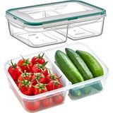 Emofom Fresh Box 2 Bölmeli Saklama Kabı 2000 ml Hava Geçirmez Sıvı Sızdırmaz Beslenme Kabı
