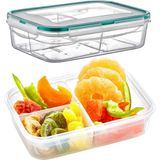 Emofom Fresh Box 3 Bölmeli 1000 ml Hava Geçirmez Sıvı Sızdırmaz Beslenme Kabı Saklama Kabı