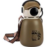Emofom Gamer Termos Matara 500 ml Paslanmaz Çelik Pipetli Suluk (5 Yaş Üstü) Çocuk Suluğu 10 x 18 cm - Kahverengi