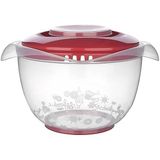 Emofom Mixit Kapaklı Mikser Kabı 3000 ml Sıçratmayan Çırpma & Karıştırma Kabı - Kırmızı