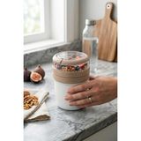 Emofom MixmeGO Müsli Kabı 650 ml Yoğurt Yulaf Saklama Kabı Beslenme Kabı Taşıma Saplı Çorba Kabı - Krem