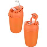 Emofom Nova Termos Kahve Bardak 350 ml Paslanmaz Çelik Çift Bariyerli Seyahat Matarası Pipetli Mug - Turuncu - 0,35 lt