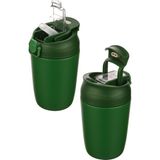 Emofom Nova Termos Kahve Bardak 350 ml Paslanmaz Çelik Çift Bariyerli Seyahat Matarası Pipetli Mug - Yeşil - 0,35 lt