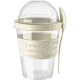 Emofom Take'n Go 600 ml Kapaklı ve Kaşıklı Yoğurt Kabı & Beslenme Kabı & Lunch Box - Krem