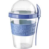 Emofom Take'n Go 600 ml Kapaklı ve Kaşıklı Yoğurt Kabı & Beslenme Kabı & Lunch Box - Lacivert