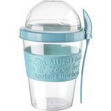 Emofom Take'n Go 600 ml Kapaklı ve Kaşıklı Yoğurt Kabı & Beslenme Kabı & Lunch Box - Turkuaz