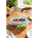 Emofom Yuvarlak 3 Bölmeli Saklama Kabı 1350 ml Hava Geçirmez Sıvı Sızdırmaz Beslenme Kabı (21 x 6 cm)