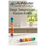 Emoji Kurşun Kalem Yumurtlayan 2 Adet Eğlenceli Gülen Yüzlü Kurşun Kalem Hediyelik Kurşun Kalem
