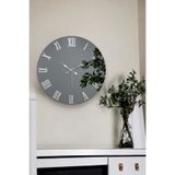 EMORES Modern 46 cm Gerçek Ayna Pleksi Rakam Dekoratif Duvar Saati 46 x 46 Gri