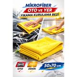 EMORFOHOME 1 Adet Mikrofiber Sarı Oto Yıkama Kurulama Yer Silme Kurulama Araba Temizlik Bezi 50x70 cm
