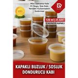 EMORFOHOME 25 Adet Sızdırmaz Kapaklı 120 ml Saklama Kabı Sosluk Buzluk Kabı, Et Suyu Kemik Suyu Sos Kabı Mutfak