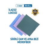 EMORFOHOME 3 Adet Mikrofiber Sihirli Cam Ve Ayna Temizlik Bezi 38x45 Mikrofiber Bez
