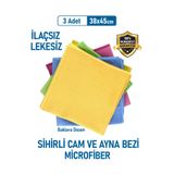 EMORFOHOME 3 Adet Mikrofiber Sihirli Cam Ve Ayna Temizlik Bezi Baklava Desenli 38x45 Cm Mikrofiber Bez