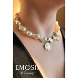 EMOSH de Lamour Asimetrik İnci ve Altın Parçalı Kolye | Antik Madalyon Detaylı Barok Gerdanlık | Zara Retro Modern