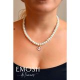 EMOSH de Lamour Romantik Pembe İstiridye Uçlu İnci Kolye | Beyaz İnci Choker Gerdanlık | Sevgililer Günü Hediyesi
