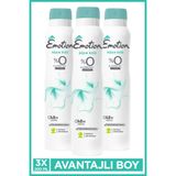 Emotion Aqua Kiss Kadın Alüminyumsuz Vegan Deodorant 3x200 Ml Hızlı Kurur, Leke Bırakmaz