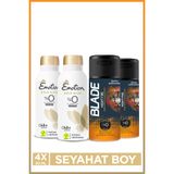 Emotion Gold Bliss Kadın Vegan Deodorant & Blade Night Fire Erkek Alüminyumsuz Deodorant Seti 4x90 Ml