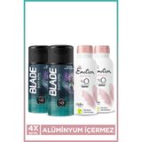 Emotion Joyous Kadın Deodorant & Blade Black Alpha Erkek Alüminyumsuz Deodorant 4x90 Ml Seyahat Seti