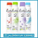 Emotion Kadın Alüminyumsuz Vegan Deodorant 4x150 ml Sprey Koku Türleri: Romance, Detox Fresh, Floral, Ocean Fresh