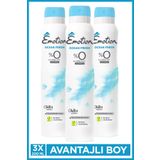 Emotion Ocean Fresh Kadın Alüminyumsuz Vegan Deodorant 3x200 Ml Hızlı Kurur, Leke Bırakmaz