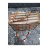 EMPA A V M 36x25x17 Cm Katlanabilir Taşınabilir Hasır Piknik Seyahat Çantası Piknik Sepeti