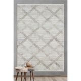 Empera Pena - Impala Modern Saçaklı Geometrik Desenli Halı - 200 x 290 cm - Gri