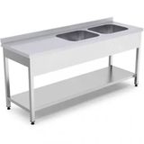 Empero EMP.E.71885-2ET-R Sağ Alt Raflı 180x70x85 cm 2 Evyeli Tezgah