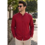 EMPEROR APPAREL Erkek Armürlü Hakim Yaka Müslin Gömlek - Bordo