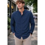 EMPEROR APPAREL Erkek Armürlü Hakim Yaka Müslin Gömlek - Lacivert