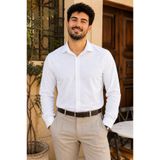 EMPEROR APPAREL Erkek Kırışmaz Süet Gömlek - Beyaz