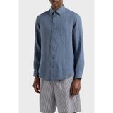 Emporio Armani % 100 Keten Regular Fit Gömlek Erkek Gömlek E31SM0 010F1 920 - Lacivert - XL